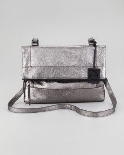 Olivia Harris Metallic Unzipped Fold Over Messenger Bag