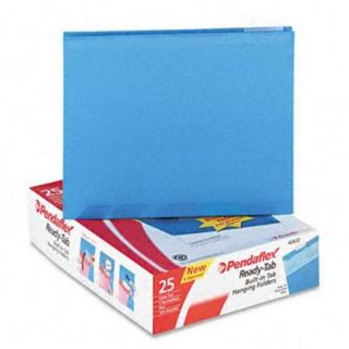 Pendaflex 42622 Ready Tab Reinforced Hanging File Folders  1/5 Tab  Letter  Blue  25/Box