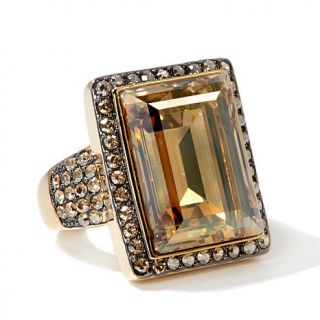 AKKAD Emerald Cut and Pavé Goldtone Ring   7755540