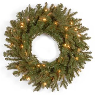 24 inch Feel Real Tiffany Fir Wreath with 50 Clear Lights
