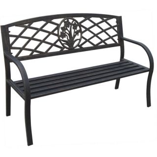 50L Flowers Curved Back Steel Park Bench