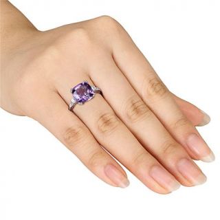 10K White Gold 4.2ct Amethyst, Created White Sapphire and Diamond Ring   8023270