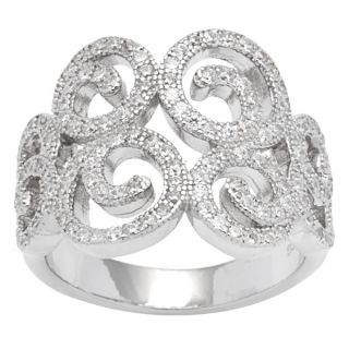 Sterling Silver Swirl Vintage Look Cubic Zirconia Ring  