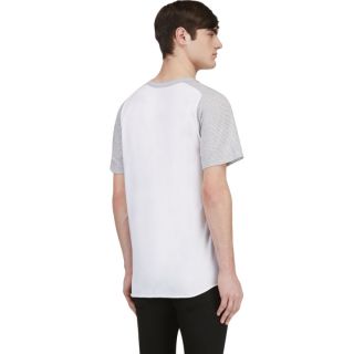Sacai Grey Stripe Contrasting Paneled T Shirt