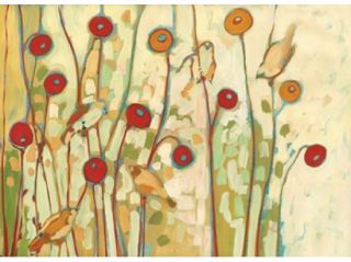 Five Little Birds Playing Amongst the Poppies Poster Print by Jennifer Lommers (22 x 16)