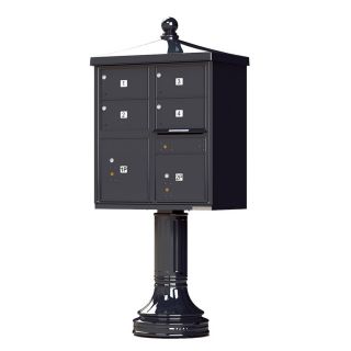 Florence Vital with Vogue Traditional Accessories 31.6 in x 71.4 in Metal Black Pebble Lockable Cluster Mount Cluster Mailbox