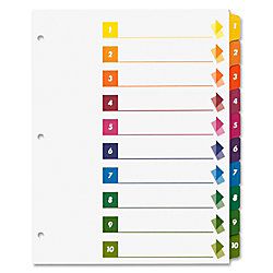 Sparco Quick Index Dividers With Table Of Contents Page 1 10 Set Of 24