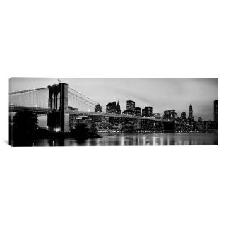 Flowers Brooklyn Bridge Photographic Print on Wrapped Canvas in Black