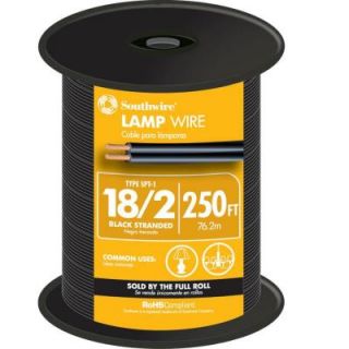 Southwire 250 ft. 18/2 Black Stranded Lamp Wire 49910344