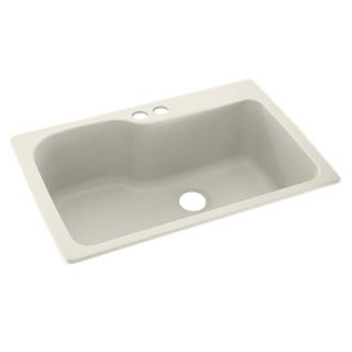 Swanstone 33 in x 22 in Glacier Single Basin Composite Drop In 2 Hole Residential Kitchen Sink