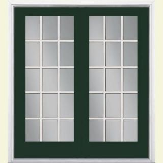 Masonite 72 in. x 80 in. Conifer Prehung Left Hand Inswing 15 Lite Steel Patio Door with Brickmold in Vinyl Frame 37819