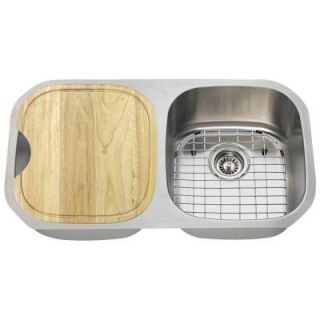 Polaris Sinks All in One Undermount Stainless Steel 33 in. Double Bowl Kitchen Sink P205 18 ENS