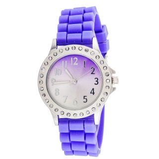 Glitz Round Purple Rubber CZ Watch   16247890   Shopping