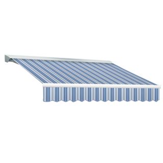 Awntech 216 in Wide x 120 in Projection Blue Multi Stripe Slope Patio Retractable Remote Control Awning