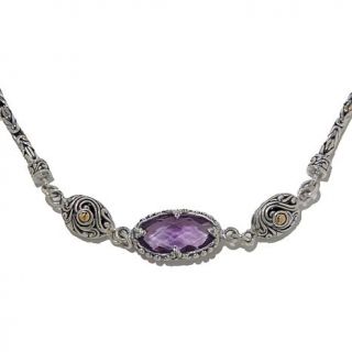 Bali Designs by Robert Manse 22.5ct Amethyst Station 2 Tone 40" Necklace   7929024