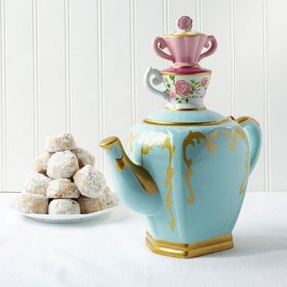 David's Cookies Stacked Teapot Jar with Pecan Meltaways   7982309