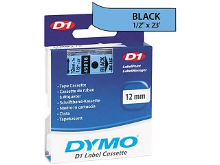 Dymo D1 45016 Tape 0.50" Width x 23 ft Length   1 Each   Polyester   Thermal Transfer   Black, Blue
