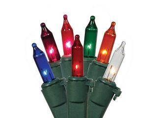 Set of 100 Multi Color Mini Christmas Lights   Green Wire
