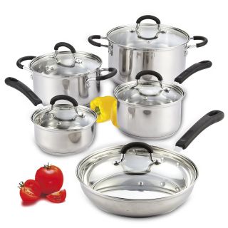 10 Piece Stainless Steel Cookware Set with Encapsulated Bottom by Cook