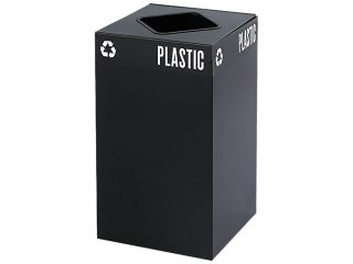Safco 2981BL Public Square Recycling Container, Square, Steel, 25 gal, Black