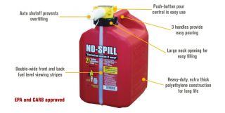 No-Spill Gas Can — 2 1/2-Gallon Capacity, Model# 1405  Fuel Cans