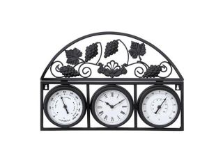 Benzara 35416 21 in. W x 14 in. H Metal Outdor Clock with Thermometers