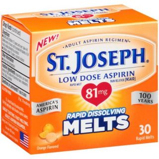 St. Joseph Adult Low Dose Aspirin Rapid Dissolving Melts 81mg, Orange 30 ea