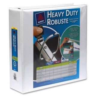 Avery Ezd Heavy duty Reference View Binder   Letter   8.50" X 11"   3 X D ring Fastener   3" Binder Fastener Capacity   4 Pockets   Chipboard, Polypropylene   White   1 Each (AVE79793)