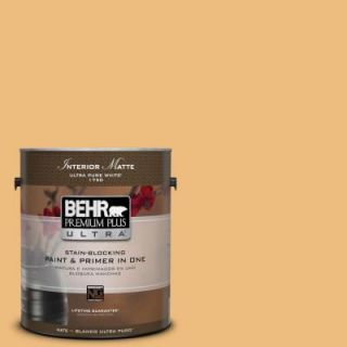 BEHR Premium Plus Ultra 1 gal. #310D 4 Gold Buff Flat/Matte Interior Paint 175401