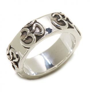 Himalayan Gems™ Oxidized Sterling Silver "Om" Band Ring   8014578