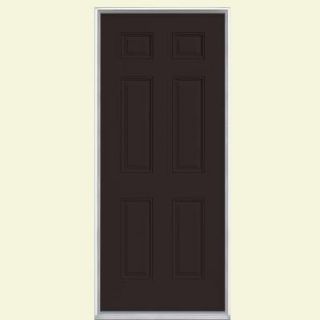Masonite 36 in. x 80 in. 6 Panel Painted Smooth Fiberglass Prehung Front Door with No Brickmold 50122