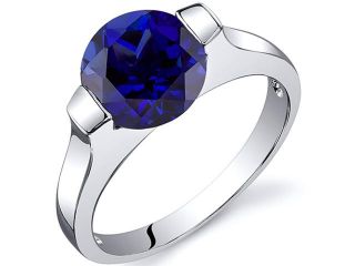 Bezel Set 2.75 carats Blue Sapphire Engagement Ring in Sterling Silver Size  7, Available in Sizes 5 thru 9