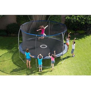 BouncePro 14&apos; Trampoline with Steelflex Enclosure and Electron Shooter Game, Dark Blue