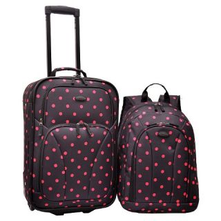 Traveler 2 Pc Upright and Backpack Luggage   Pink/Balck