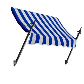 Awntech 244.5 in Wide x 24 in Projection Bright Blue/White Stripe Open Slope Window/Door Awning