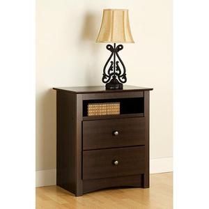 Edenvale 2 Drawer Tall Espresso Nightstand With Open Cubbie, Set of 2