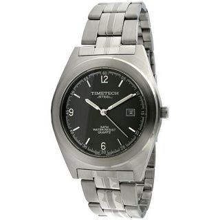 Timetech Mens Grey Dial Round Stainless Steel Watch   12384467