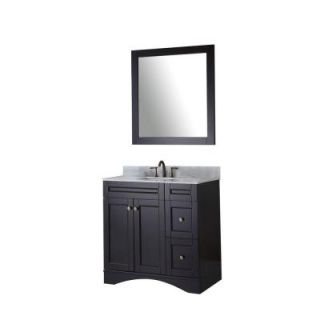 Virtu USA Elise 36 in. W x 22 in. D x 35.24 in. H Espresso Vanity With Marble Vanity Top With White Square Basin and Mirror ES 32036 WMSQ ES