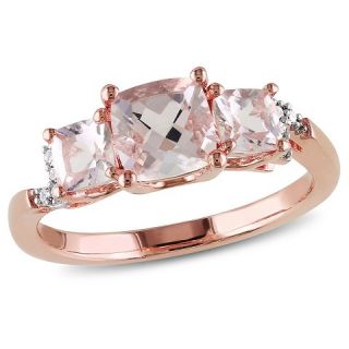 45 CT. T.W. Morganite and .04 CT. T.W. Diamond 3 Stone Ring in Rose