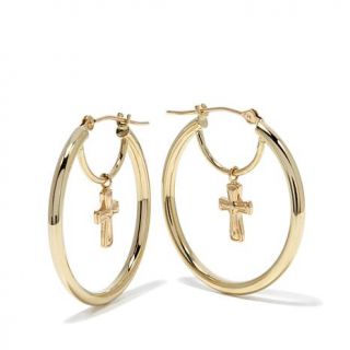 Michael Anthony Jewelry® 10K Cross Drop Hoop Earrings   7735923