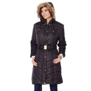 Sporto® Quilted Long Coat with Removable Hood   7855386