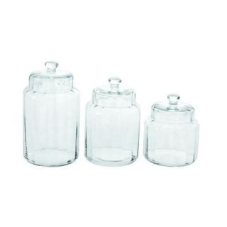 Set of Three Cylindrical Glass Jars Assorted Sizes Home Kitchen Decor 61373
