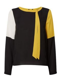 Biba Colourblock draped back blouse Multi Coloured