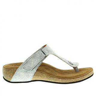Taos Footwear "Lucy" Leather Wedge Thong Sandal   8023570