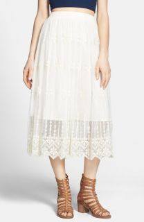 ASTR Embroidered Lace Midi Skirt