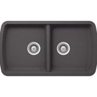 SCHOCK SOLIDO Undermount Composite 33.75 in. 0 Hole 50/50 Double Bowl Kitchen Sink in Basalt SOLN200U041