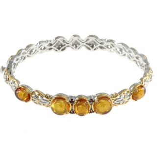 Michael Valitutti Rose Carved Yellow Amber With Orange Sapphire