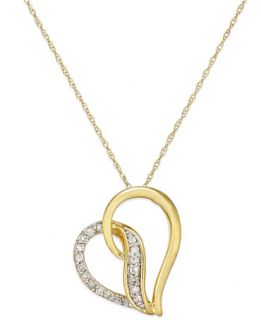 Diamond Twist Heart Pendant Necklace in 10k Gold (1/6 ct. t.w