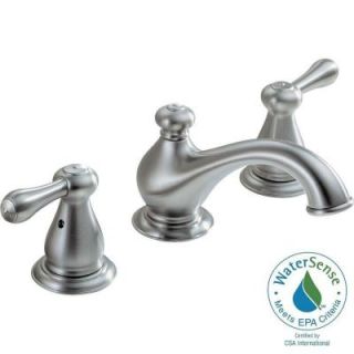 Delta Leland 8 in. Widespread 2 Handle Mid Arc Bathroom Faucet in Stainless Featuring Diamond Seal Technology 3578 SSMPU DST