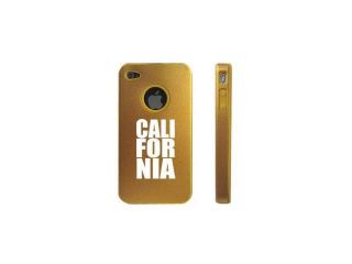 Apple iPhone 4 4S 4G Gold D8636 Aluminum & Silicone Case Cover CALI FOR NIA California